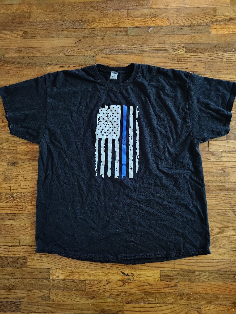 Thin Blue Line American Flag T-shirt XXL